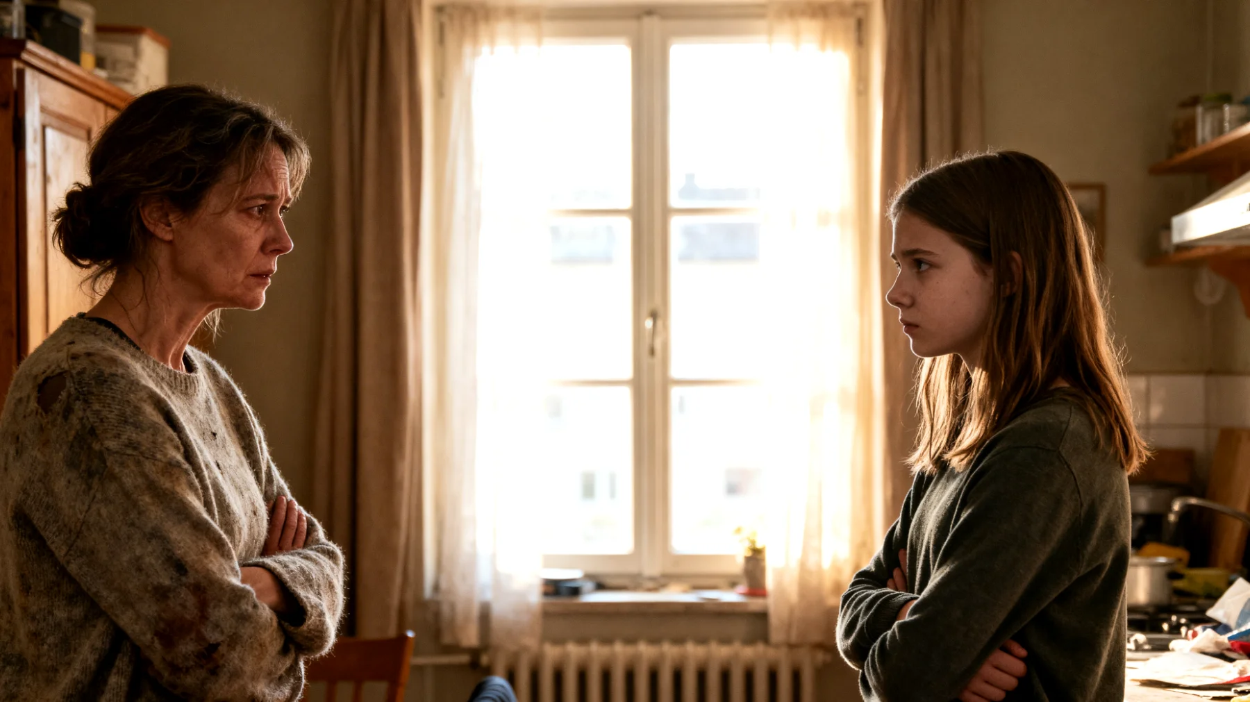 Die Mutter erlebt zunehmend Schwierigkeiten im Umgang mit dem impulsiven, rebellischen und oppositionellen Verhalten ihrer jugendlichen Kinder. Die Teenagerin oder der Teenager verweigert regelmäßig Anweisungen, reagiert aggressiv auf Grenzsetzungen und stellt die elterliche Autorität offen in Frage. Die Mutter fühlt sich hilflos, erschöpft und weiß oft nicht, wie sie ruhig und konsequent bleiben kann, ohne die Beziehung zu gefährden."