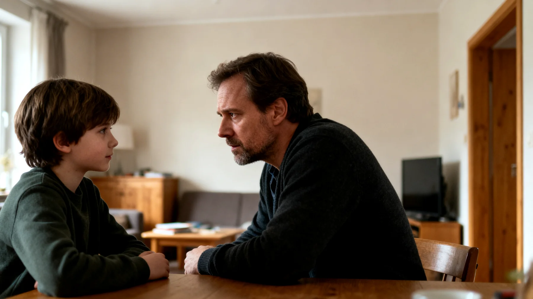 Der Vater kämpft täglich mit der Herausforderung, klare und konsistente Regeln für seine Kinder durchzusetzen. Die Kinder testen ständig die Grenzen, verhandeln jede Regel neu und reagieren mit Protest oder Trotz, wenn der Vater Grenzen setzt. Der Vater fühlt sich zwischen dem Wunsch, eine liebevolle Beziehung zu erhalten, und der Notwendigkeit, autoritativ zu sein, hin- und hergerissen."